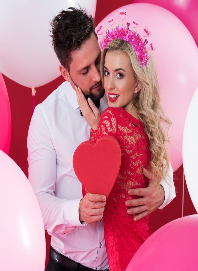 BVGA Valentines Headbands for Women Hot Pink Tinsel Wrapped Headpiece Heart Rhinestone Hairband Valentines Gifts for Her - Image 4